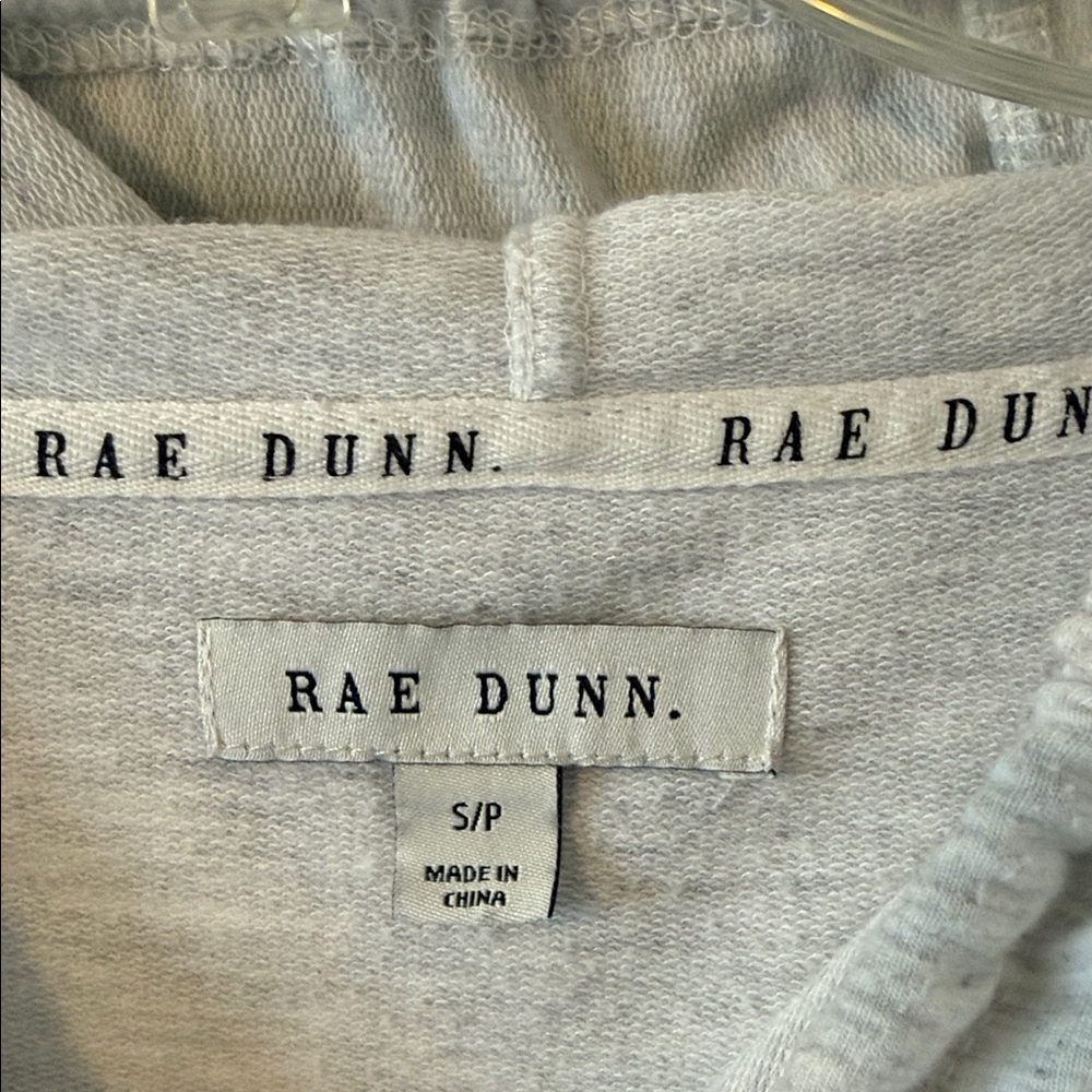 Rae Dunn Blessed Hoodie Sweatshirt Heather Gray Red Script Drawstring Small - Picture 2 of 10